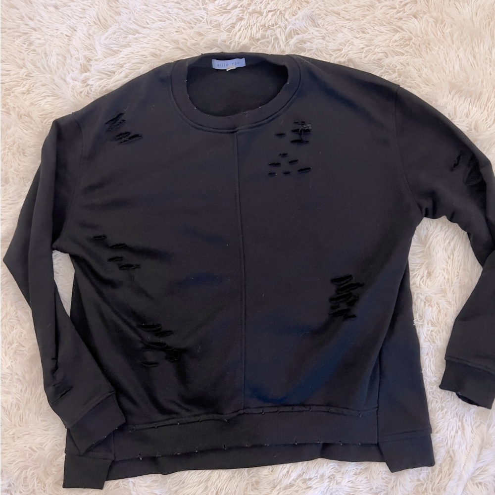 Black Allie Rae distressed sweatshirt.